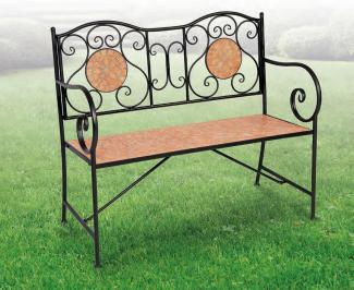 Mosaik Bank Gartenmöbel Gartenbank Parkbank Sitzbank Keramik Eisenbank