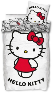 SkyBrands Bettwäsche Hello Kitty - Wende-Bettwäsche-Set, 135x200 & 80x80, Baumwolle, 100% Baumwolle