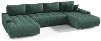 Wohnlandschaft Sofa mit Schlaffunktion VOGAR Stoff Aston Flaschengrün