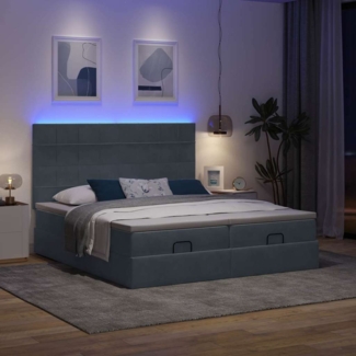vidaXL Ottoman-Bett mit Matratzen & LEDs Dunkelgrau 160x200 cm Samt 3314616