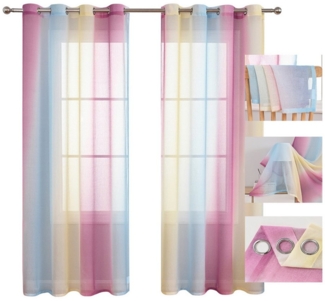 BTTO V&G Scheibengardine 1/2er Set Vorhang, Ösen Gardine Transparente Voile Fensterschal, (2 St), Vorhang Farbverlauf