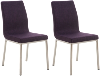 CLP 2er Set Esszimmerstühle Colmar Stoff Edelstahlgestell,lila