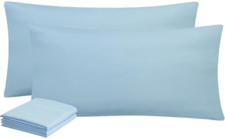 2er Set Kissenbezug 40x80 Hellblau Mikrofaser Reißverschluss