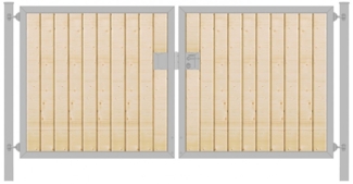 Elektrisches Einfahrtstor Premium-Line (2-flügelig) mit Holzfüllung waagerecht symmetrisch verzinkt B: 250 cm H: 160 cm