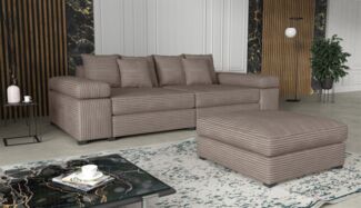 Big Sofa Megasofa Riesensofa AREZZO inkl. Hocker Stoff Tilia Milchkaffee