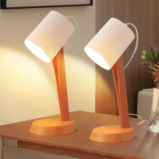 ZMH Tischleuchte Wohnzimmer Nachttischlampe mit Kabel - Tischlampe 2er Set Kleine Orange Lampe E14 Tischlampen Moderne Landhausstil fr Esstisch Schlafzimmer - Ohne Leuchtmittel
