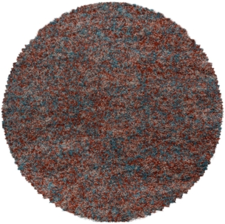 Hochflor Teppich Enrico rund - 160 cm Durchmesser - Terrakotta