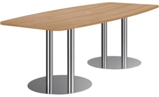 Konferenztisch KT22S 220x105cm Nussbaum Säulenfuße Gestellfarbe: Chrom