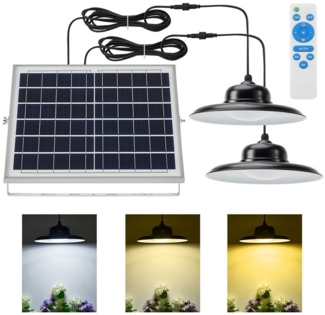 Sunicol LED Solarleuchte Solar Hängelampe, mit Fernbedienung, IP65 Wasserdichte, Dimmbar, Zeitschaltuhr, 3000K/4500K/5000K, für Garten Terrasse Balkon Pavillon