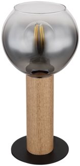 Tischleuchte, Glasschirm, Metall, rauch schwarz, H 30 cm