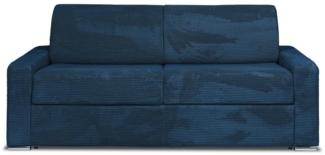 Vente-unique - Schlafsofa mit Matratze 4-Sitzer - Liegefläche Lattenrost mit breiten Latten 160 cm - Matratze 18 cm - Cord - Blau - CALITO