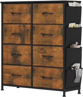 YITAHOME Kommode, 8 Stoffschubladen mit Griffen, Aufbewahrungsschrank, Schubladenschrank, Schrank, Metallgestell, stoffkommode für Schlafzimmer, für Wohnzimmer, Flur, Büro, Rotten Holzmaserung