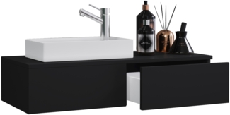 VCM Badmöbel Waschtisch Gudas 914875 Schwarz H. 19 x B. 85 x T. 35 cm