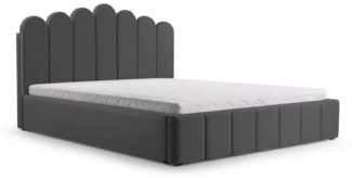 MOEBLO Polsterbett Bett 03 (Double Doppelbett mit Kopfstütze, Rahmenbettgestell, mit Bettkasten und Lattenrost), gepolstertes Kopfteil
