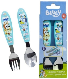 Bluey Kinderbesteck Bluey Yummy Metall-Ergo-Besteckset, 2-tlg. (2-tlg), Edelstahl