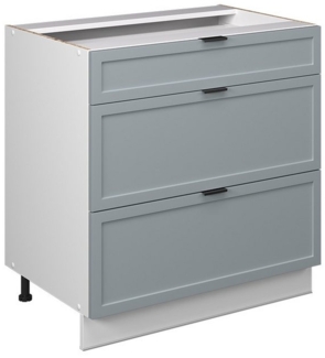 Vicco Küchenunterschrank Fame-Line, Hellblau-grau, 80 cm mit 3 Schubladen, ohne Arbeitsplatte
