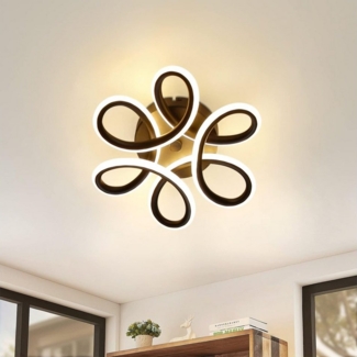 Nettlife LED Deckenleuchte Schwarz Deckenlampe Modern, 3000 K Warmweiß, LED fest integriert, Warmweiß, für Wohnzimmer Schlafzimmer Küche