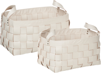 Aufbewahrungskorb 2er Set SIPPAR Kunstleder Beige