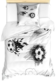 Abakuhaus Bettwäsche Milbensicher Allergiker geeignet mit Kissenbezug, Microfaser, Skizzenhaft Fußball in Flammen
