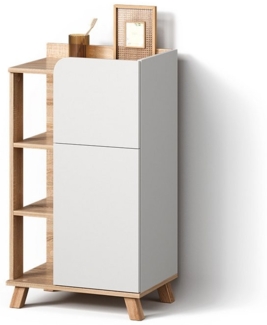 Livinity® Midischrank Marano, Sonoma/Weiß/Weiß, 50x90 cm mit Tür und Schublade