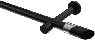 Gardinenstangen-Set Prestige Verano 120 cm, 1-läufig (ohne Ringe), 20 mm Ø Schwarz