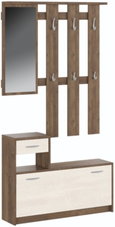 Dmora Eingangsmöbel Garolfo, Moderner Eingang, Wandgarderobe, Multifunktions-Aufbewahrungskonsole, 100x26h190 cm, Weiß und Eiche