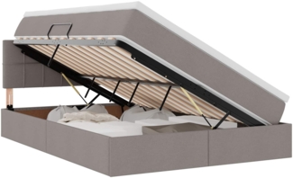 vidaXL Bett mit Stauraum und LED mit Matratze Taupe 140 x 200 cm Stoff 3371151