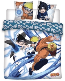 Naruto 3-teiliges Bettwäsche-Set – Decken- und Kissenbezug 240x220 + 65x65 cm aus Polycotton