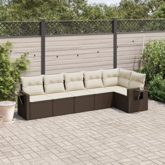 vidaXL 6-tlg. Garten-Sofagarnitur mit Kissen Braun Poly Rattan 3220192