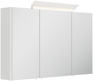 Spiegelschrank 120cm inkl. Design LED-Lampe und Glasböden weiss hochglanz : Weiss hochglanz