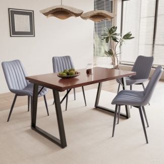 HOMAVO Essgruppe 5-teilig – Esstisch mit 4 Polsterstühlen, modern & vielseitig, 2-in-1 Essgruppe mit modernen Materialien und platzsparendem Design