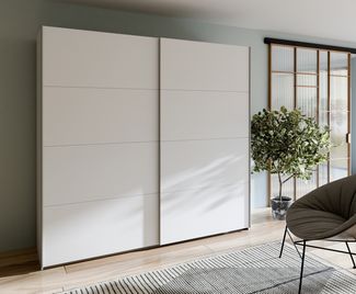 Schiebetürenschrank >SCHACH&MATT 2< in weiss - 220,1x210,5x61,2cm (BxHxT)