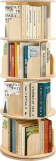 Youyijia Bücherregal 3/4/5-stöckig, Drehregal aus Kiefernholz Naturholzfarbe
