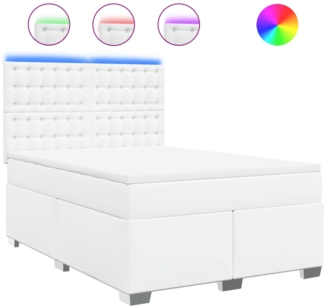vidaXL Boxspringbett mit Matratze Weiß 160x200 cm Kunstleder 3293029