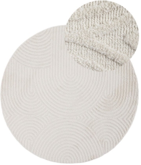 carpetfine Teppich Holly Zen 1, rund, Höhe: 12 mm, Hoch-Tief-Effekt, geometrisch, Zeitloses Design, dekoratives Highlight