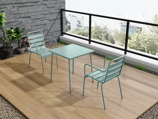 Vente-unique - MIRMANDE Gartenessgruppe Metall Grün - B 70 cm59 cm x H 75,5 cm79 cm x L 70 cm56 cm