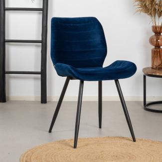 Bronx71 Esszimmerstuhl Samt Toby modern blau