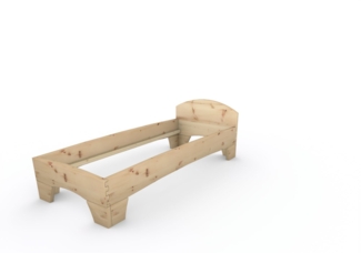 Zirbenbett Massivholzbett "Rosi" metallfrei 80 x 200 cm 38 cm mit Kopfteil