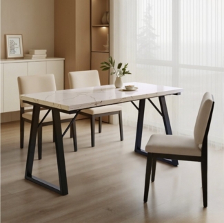 HOMAVO Esstisch MDF-Tischplatte mit Marmor- oder Holzoptik, Metallgestell-Z2 (Einzeltisch), Sehr stabile Konstruktion, moderne Form