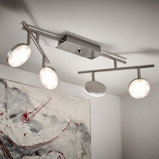 MeLiTec LED Deckenleuchte D108, warmweiß, LED, Deckenleuchte, Deckenstrahler, Deckenspots, Wohnzimmer, Küche, 4 Spots, Lampe