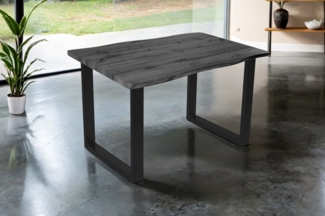 SAM® Esstisch Thoran, Holz-Optik Grau, U-Metallgestell, Baumkante