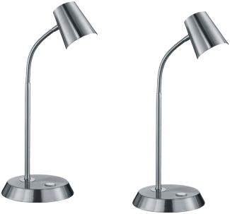 Flexible LED Schreibtischlampe 2er Set in Silber matt dimmbar