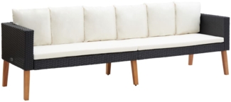 vidaXL 3-Sitzer-Gartensofa mit Auflagen Poly Rattan Schwarz 310214