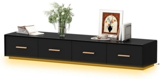 FUFU&GAGA Lowboard mit 4 Schubladen, mit Beleuchtung 3 Farbe, 180 x 30 x 40 cm, MDF