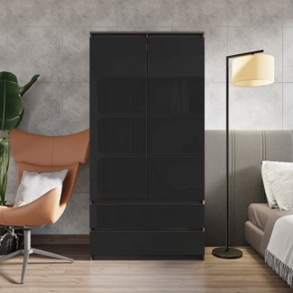 Furnica Kleiderschrank Garderobenschrank, 2 Türen und 2 Schubladen H180 x B90 x T50cm