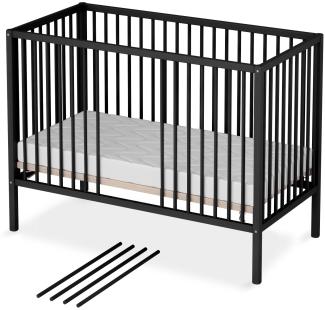 Sämann Babybett Sleepy 60x120 cm mit Matratze Delight, schwarz - BLACK EDITION -