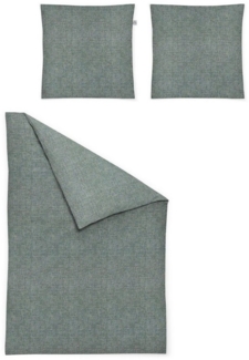 Irisette Mink Flausch Cotton Bettwäsche 135x200 uni Melange grün tanne 8835-30