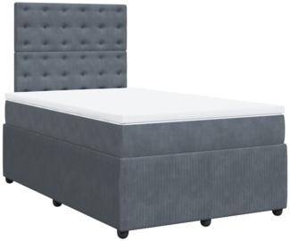 vidaXL Boxspringbett mit Matratze Dunkelgrau 120x190 cm Samt 3292299