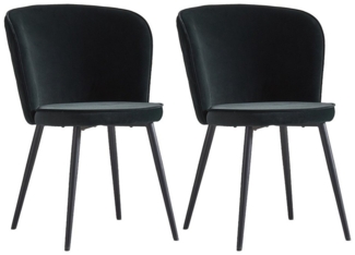 JYMTOM Esszimmerstuhl mit Stoffbezug aus Samt, schwarzen Metallbeine (2 St), Polsterstühle im skandinavischen Stil, Retro-Design für Esszimmer