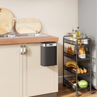 HOMCOM Mülltrennsystem mit Druck-Öffnen, offen bleibendem Deckel, herausnehmbarer Inneneimer, für Küchenschranktür, unter der Spüle, Schlafzimmer, Büro, Schwarz